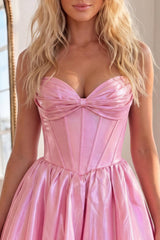 Pink Sweetheart A Line Short Corset Homecoming Dress