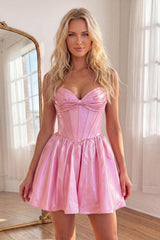 Pink Sweetheart A Line Short Corset Homecoming Dress