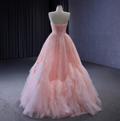 Pink Sweetheart Quinceanera Dress Sequined Sleeveless Formal Party Dress