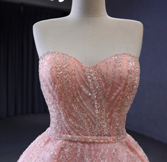 Pink Sweetheart Quinceanera Dress Sequined Sleeveless Formal Party Dress