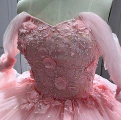 Pink Tulle Off The Shoulder Quinceanera Dress Ball Gown Sweet 16 Dress
