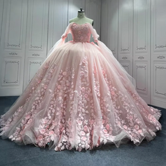 Pink Tulle Off The Shoulder Quinceanera Dress Ball Gown Sweet 16 Dress
