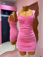 Straps Sweetheart Bodycon Short Homecoming Dress