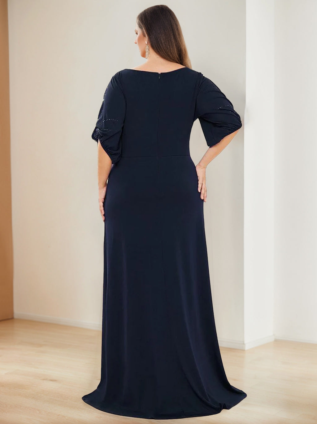 Plus Size Long A Line Mother of the Bride Dress with Hot Drill and Rou