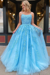 Princess Prom Dress Champagne Spaghetti Straps Evening Dress