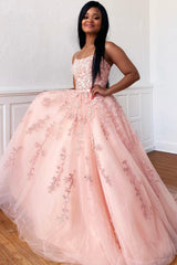 Princess Prom Dress Champagne Spaghetti Straps Evening Dress