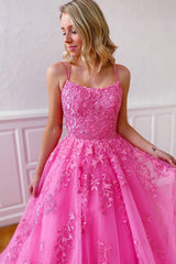 Princess Prom Dress Champagne Spaghetti Straps Evening Dress