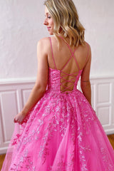 Princess Prom Dress Champagne Spaghetti Straps Evening Dress