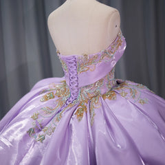 Purple Charro Quinceanera Dress Strapless Embroidery Satin Sweet 16 Dress Ball Gown Dress