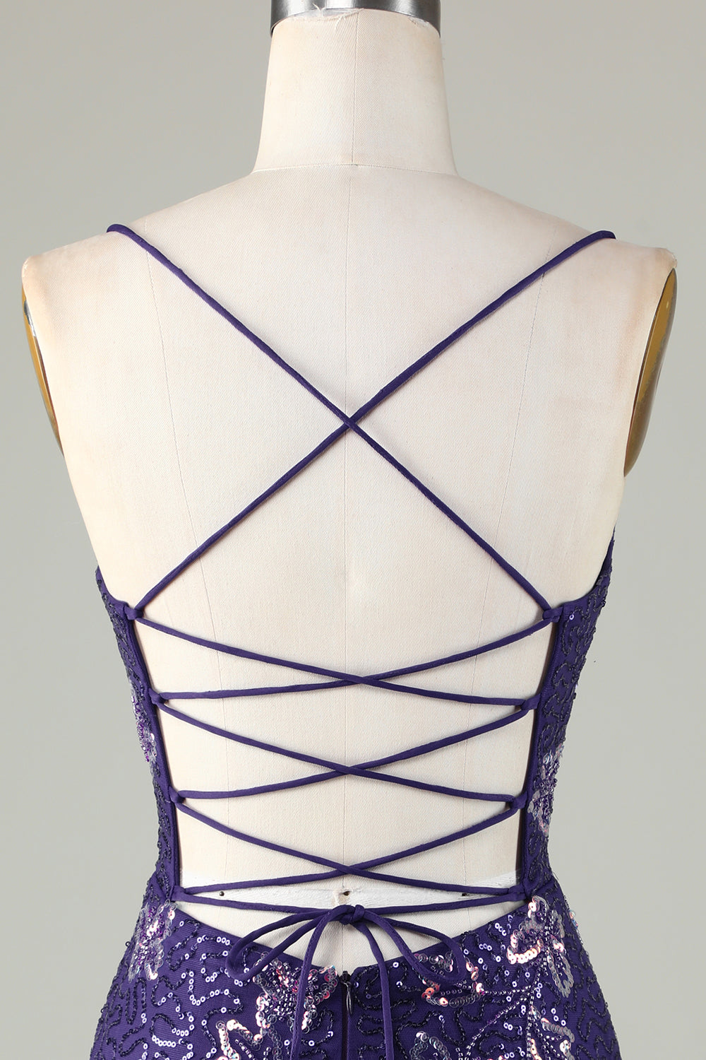 Purple Homecoming Dress Butterflies Tight Beaded Sequin Short Cocktail Dresses