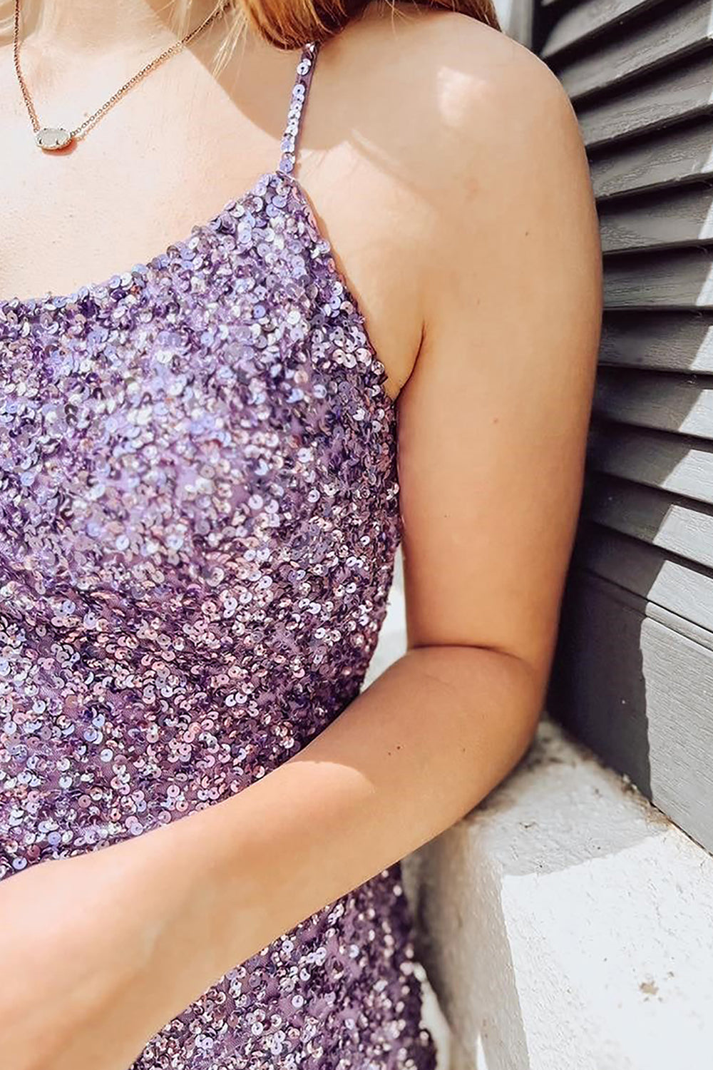 Purple Homecoming Dress Sequin Backless Tight Short Prom Dress