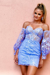 Purple Homecoming Dress Strapless Tight Short Corset Cocktail Party Dresses With Detachable Sleeves