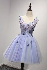 Purple Homecoming Dress V Neck A Line Prom Dress