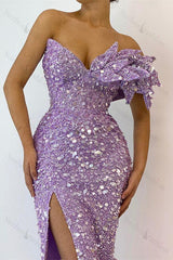 Purple Mermaid Prom Dress One Shoulder Sequined Formal Dress
