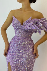 Purple Mermaid Prom Dress One Shoulder Sequined Formal Dress