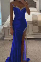 Purple Mermaid Prom Dress Sweetheart Beaded Sleeveless Formal Dress