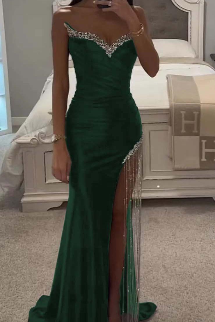 Purple Mermaid Prom Dress Sweetheart Beaded Sleeveless Formal Dress