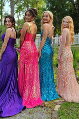 Purple Prom Dress Corset Mermaid Formal Dress With Slit