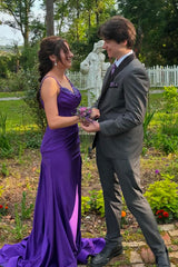 Purple Prom Dress Corset Mermaid Formal Dress With Slit