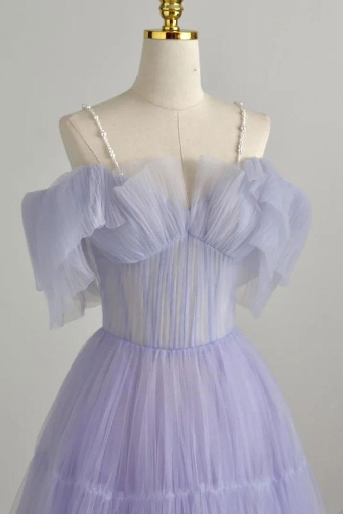 Purple Prom Dress Tulle Long Evening Dress