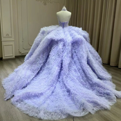 Purple Quinceanera Dress Ball Gown Strapless Lace Sweet 16 Dress