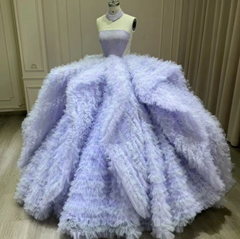 Purple Quinceanera Dress Ball Gown Strapless Lace Sweet 16 Dress