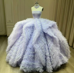 Purple Quinceanera Dress Ball Gown Strapless Lace Sweet 16 Dress