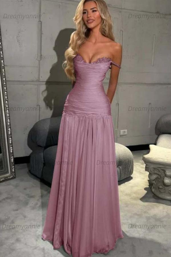 Dreamyannie Mint Green Off The Shoulder Prom Dress A Line Formal Evening Gown