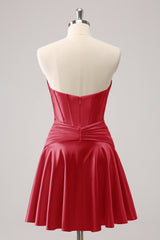 Fuchsia A Line Sweetheart Corset Short Homecoming Dress