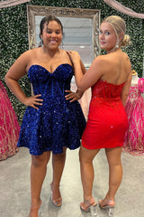 Red Homecoming Dress Corset Sweetheart Bodycon Prom Dress With Appliques