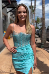 Red Homecoming Dress Corset Tight Short Prom Dress with Beadings