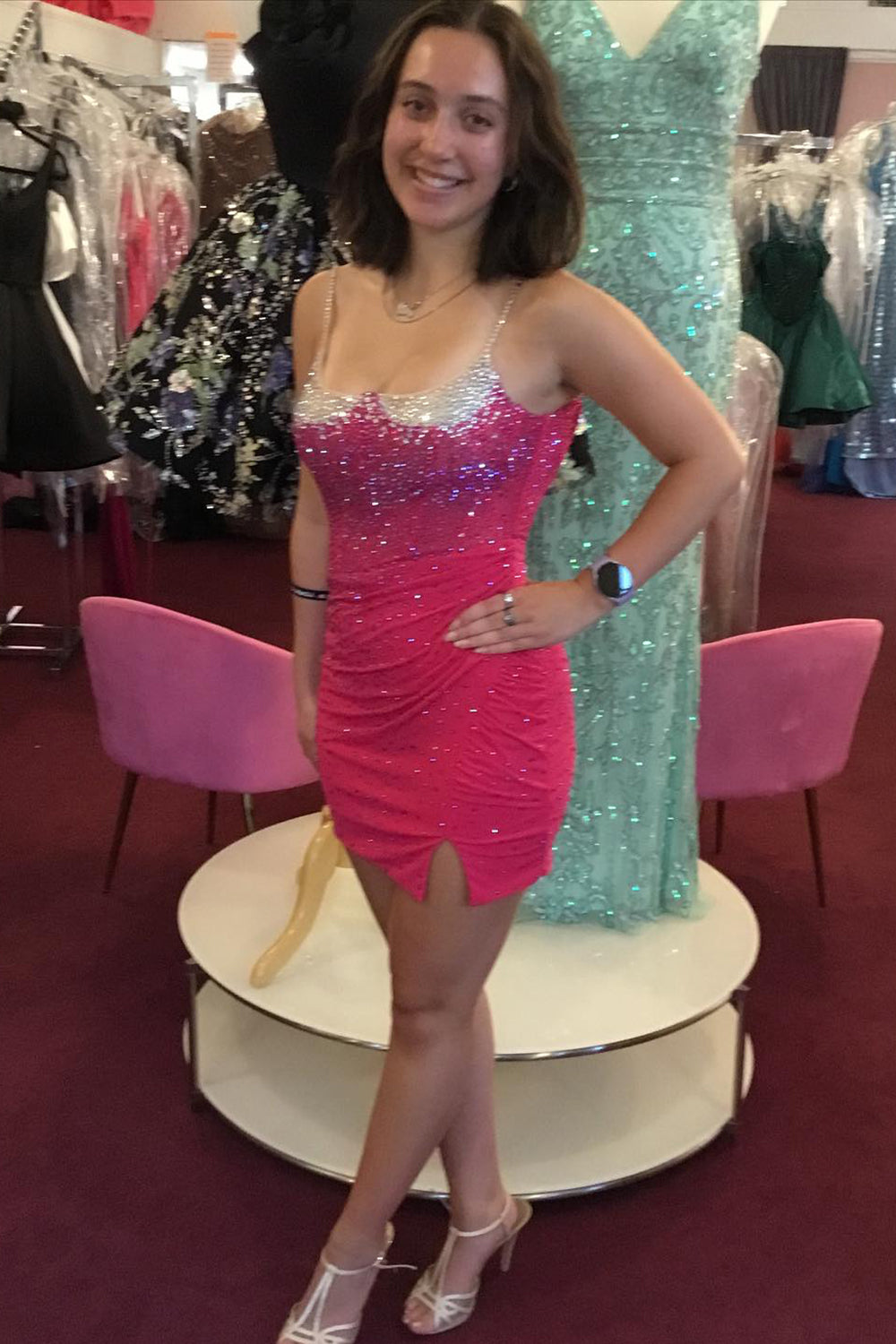 Red Homecoming Dress Corset Tight Short Prom Dress with Beadings