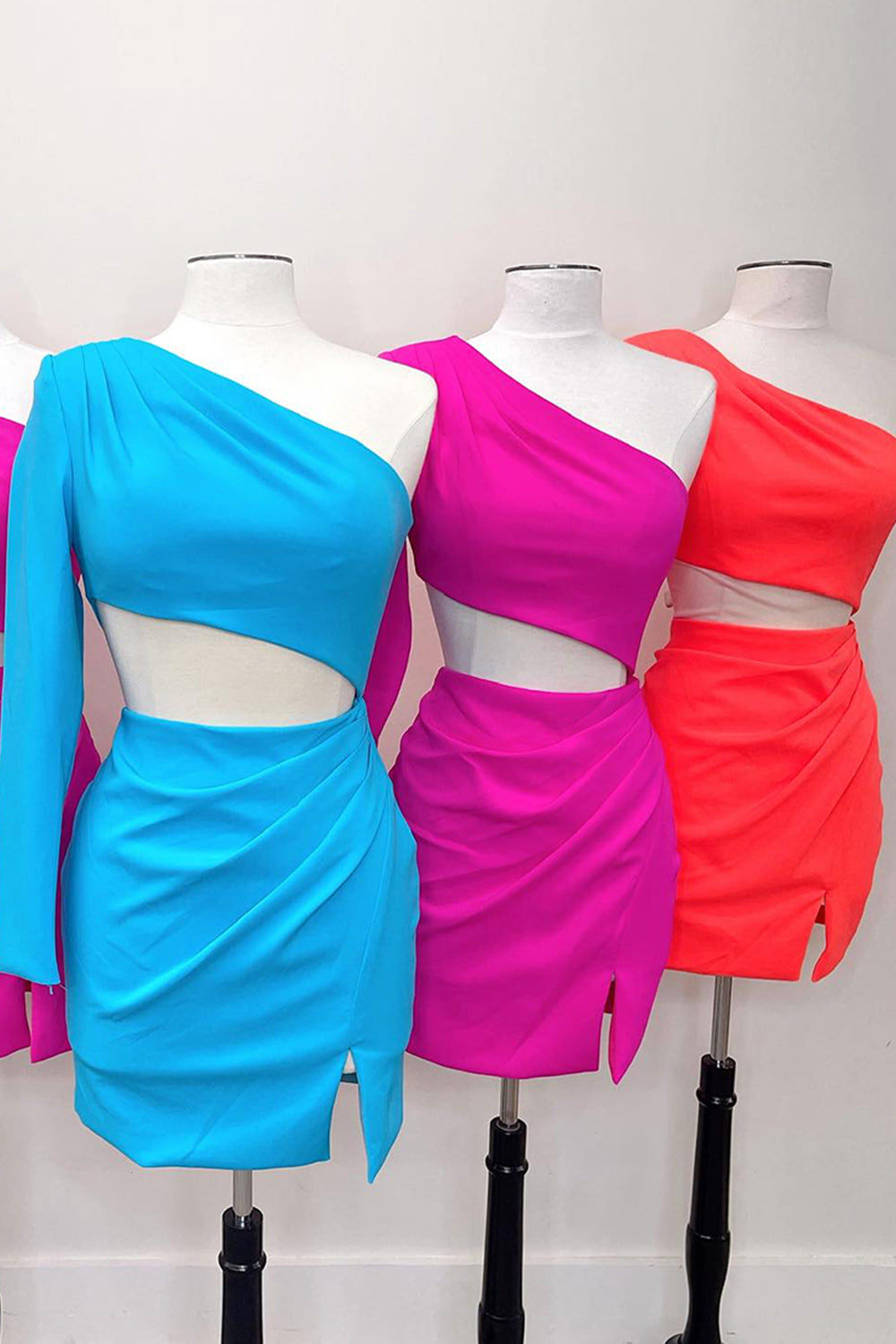 Red Homecoming Dress One Shoulder Bodycon Short Prom Dress With Slit