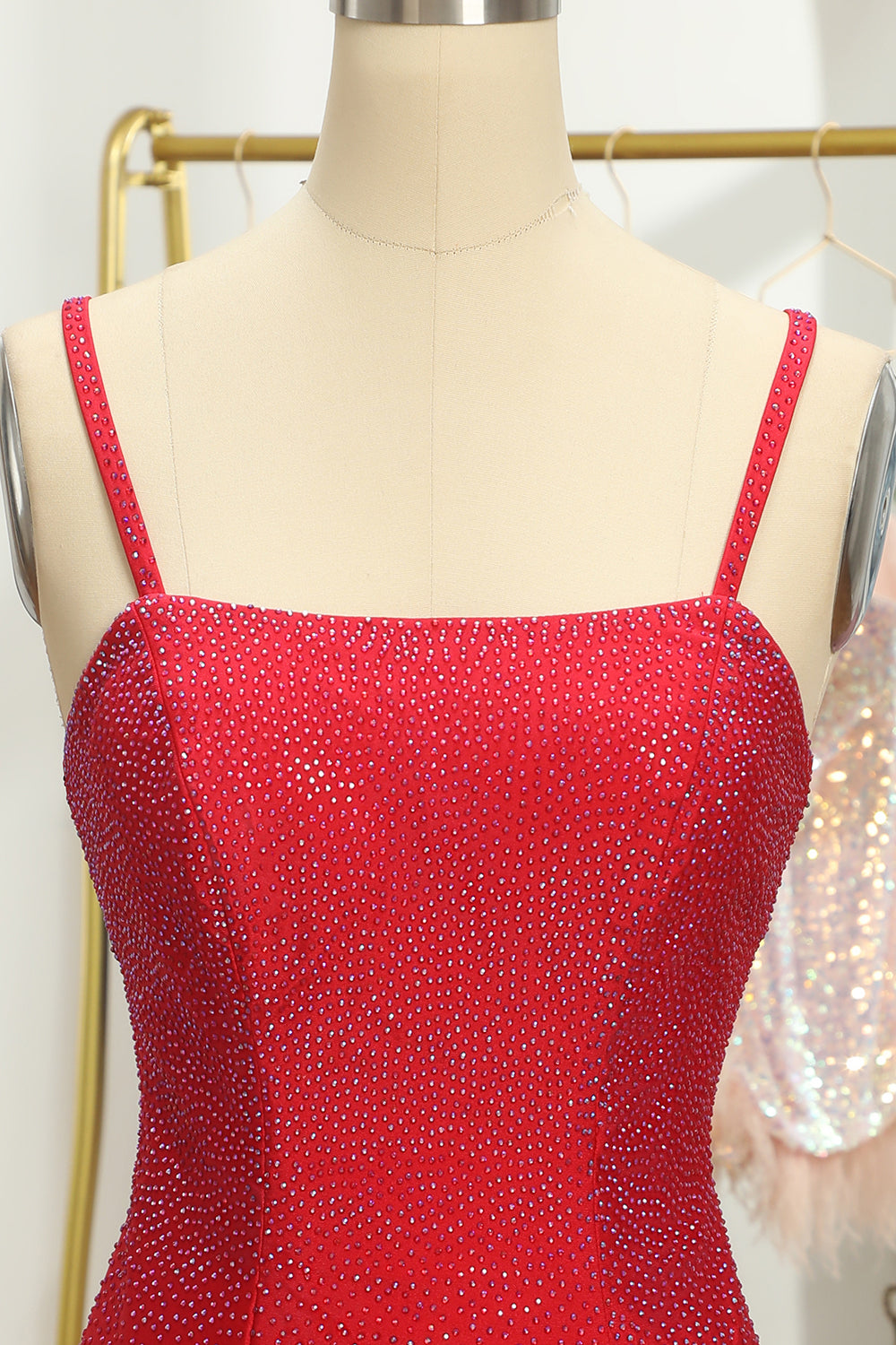 Red Homecoming Dress Sequin Lace-Up Tight Short Prom Dress