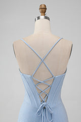 Red Homecoming Dress Spaghetti Straps Corset Tight Short Prom Dress