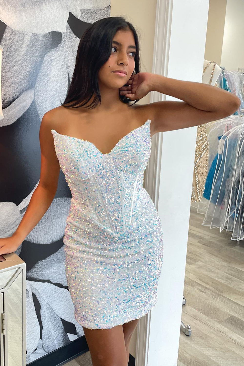 Red Homecoming Dress Sweetheart Sequin Tight Short Cocktail Dresses