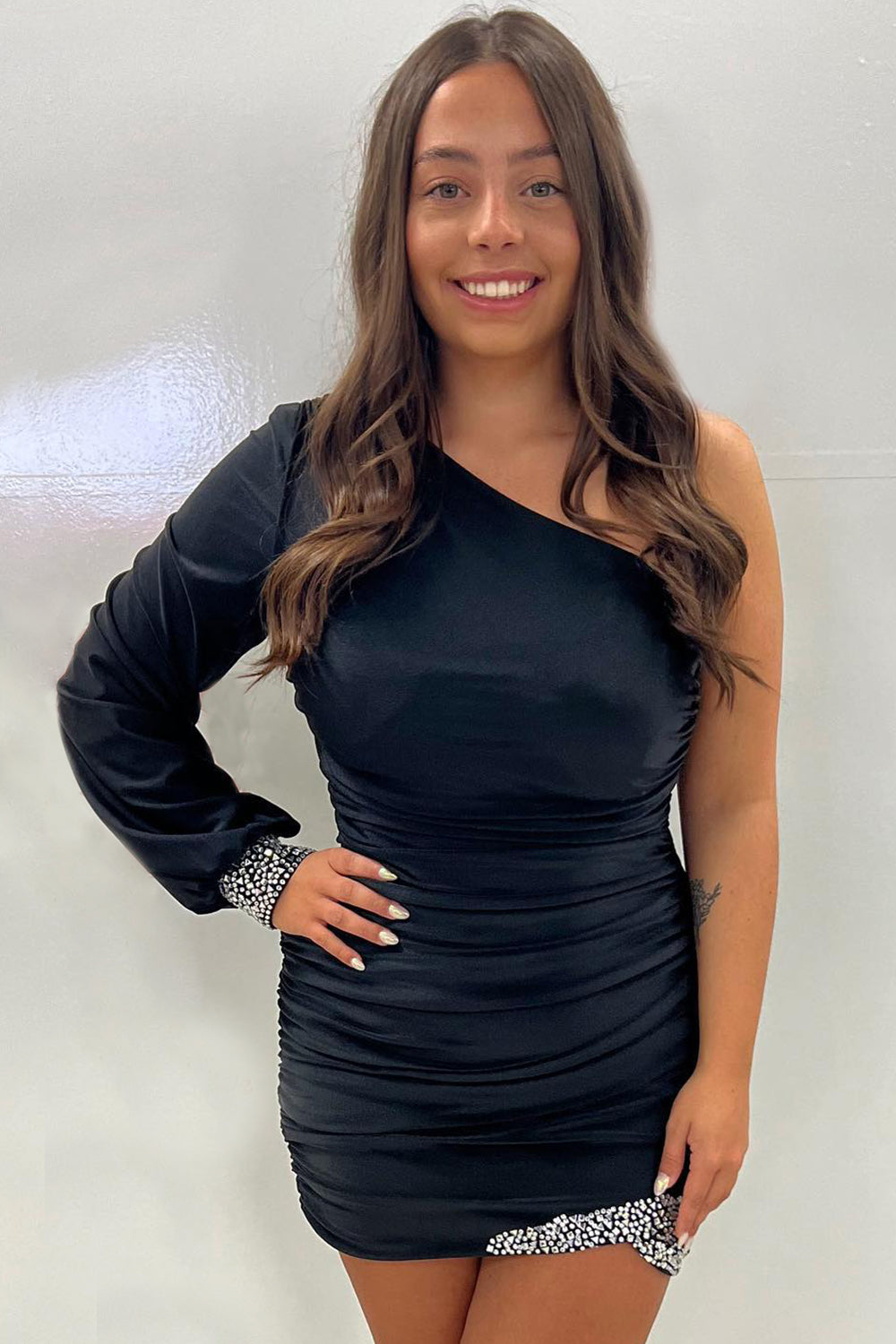 Red Homecoming Dress Tight One Shoulder Prom Dress with Sequin