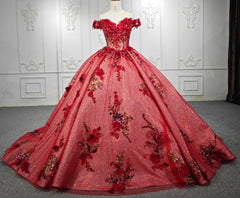 Red Off the Shoulder Quinceanera Dress Ball Gown Sweet 16 Dress