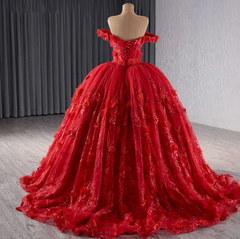 Red Off the Shoulder Quinceanera Dress Ball Gown Sweet 16 Dress