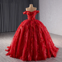 Red Off the Shoulder Quinceanera Dress Ball Gown Sweet 16 Dress