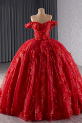 Red Off the Shoulder Quinceanera Dress Ball Gown Sweet 16 Dress