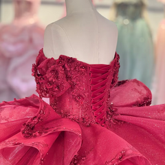 Red Off the Shoulder Quinceanera Dress Corset Ball Gown Sweet 16 Dress