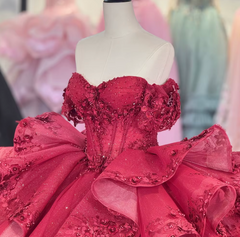 Red Off the Shoulder Quinceanera Dress Corset Ball Gown Sweet 16 Dress
