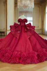 Red Off the Shoulder Quinceanera Dress Corset Ball Gown Sweet 16 Dress