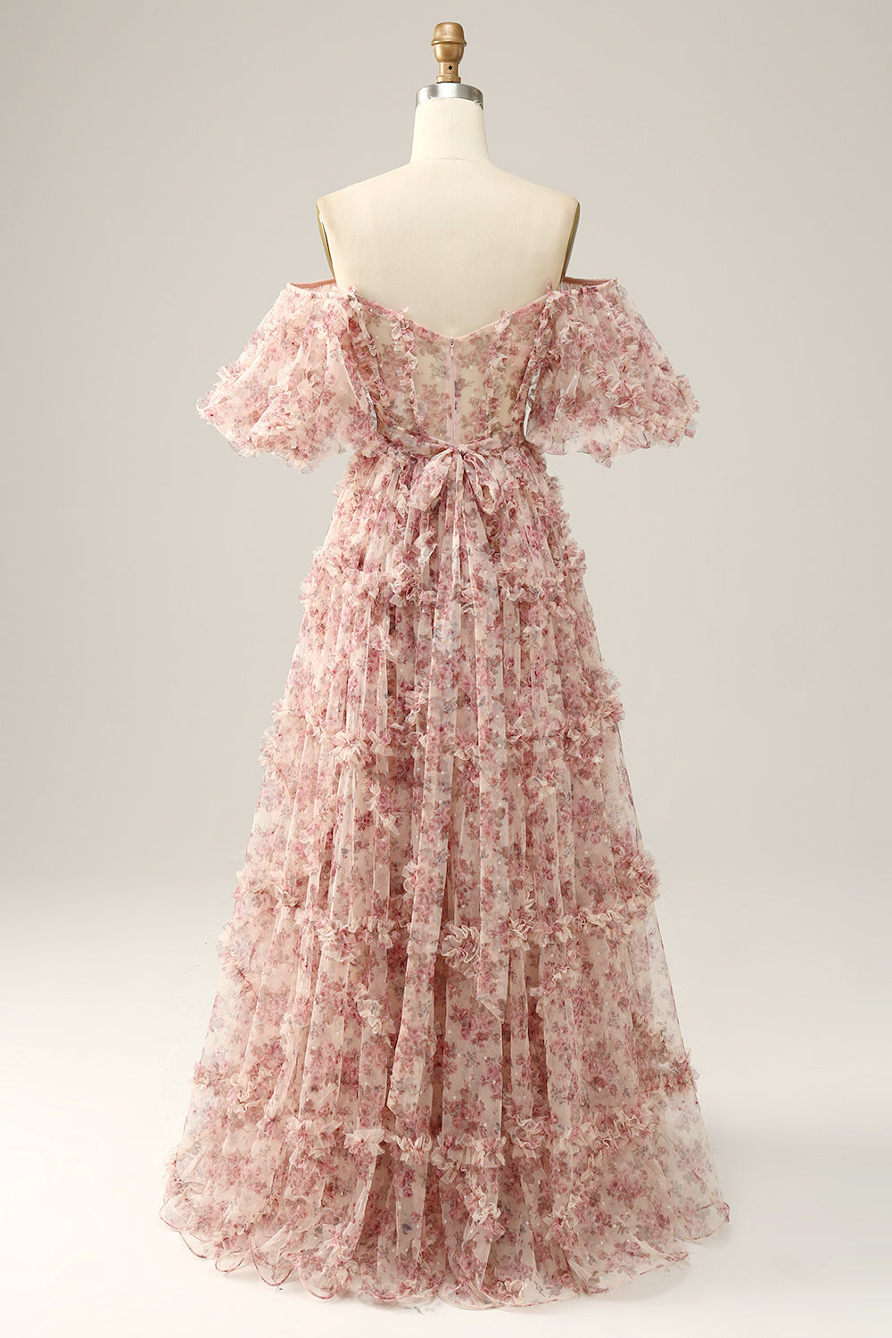 Red Prom Dress Floral Off the Shoulder Long Evening Dress