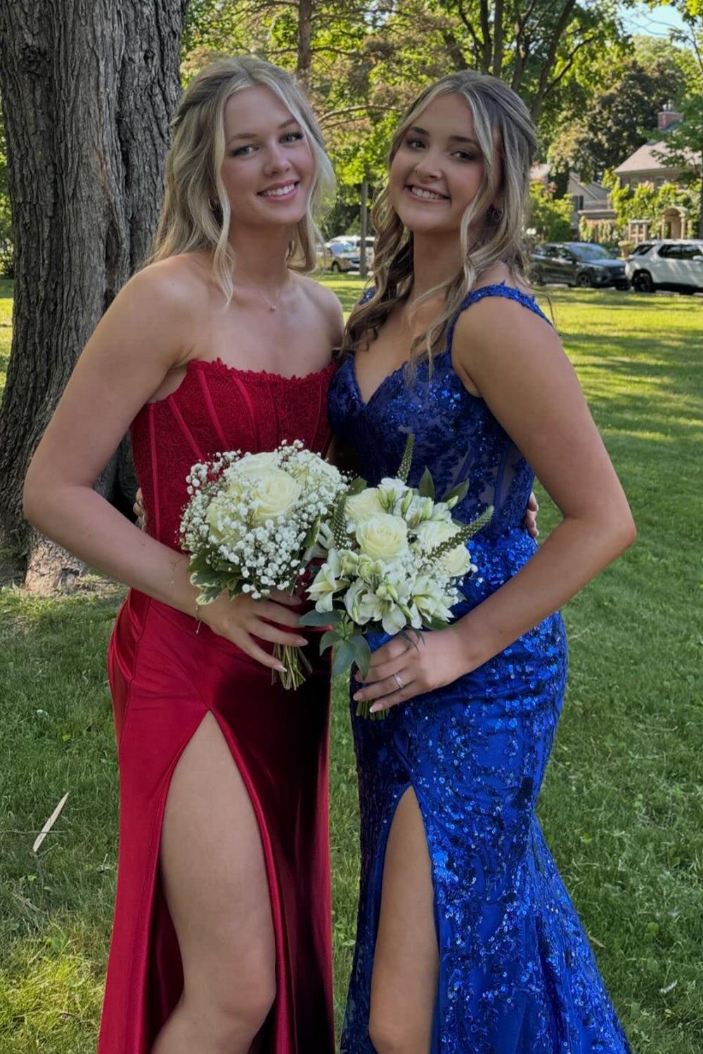 Red Prom Dress Sheath Corset Long Evening Dress with Lace