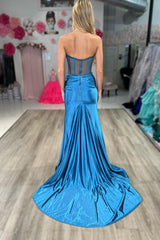 Red Prom Dress Sheath Corset Long Evening Dress with Slit