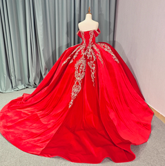 Red Quinceanera Off The Shoulder Dress Ball Gown Sweet 16 Dress