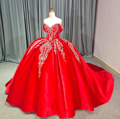Red Quinceanera Off The Shoulder Dress Ball Gown Sweet 16 Dress