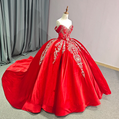 Red Quinceanera Off The Shoulder Dress Ball Gown Sweet 16 Dress